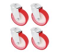 Amig - Pack de 4 Ruedas Giratorias Con Agujero - Ø 125 mm - Peso Máximo 170 Kg - Para Mover Muebles Pesados - Rodamientos de Rodillos - Núcleo Nylon Blanco - Poliuretano Rojo