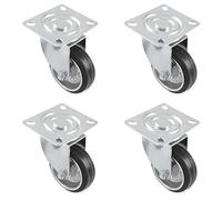 Amig - Pack de 4 ruedas para carga industrial mod. 2522 - Con placa y rodamientos - Medida: Ø 100 mm - Carga máxima por rueda: 90 kg - Fabricadas con goma -Color negro - Sin freno