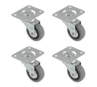 Amig - Pack de 4 Ruedas para Muebles - Ø 60 mm - Carga Máxima por rueda 35 kg - Pletina de Acero - Fabricada con Goma - Sin Freno - Ideales para Sillas de Oficina y Muebles Pequeños