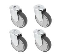 Amig- Pack de 4 Ruedas para Muebles - Con Agujero- Ø100 mm - Carga Máxima por rueda 110 kg- Pletina de Acero- Fabricada con Goma- Sin Freno- Ideales para Mover Equipos Industriales y Muebles Pesados
