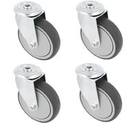 Amig - Pack de 4 Ruedas Para Muebles | Ø 100 mm | Ruedas Giratorias Sin Placa de Montaje | Peso Máximo 110 Kg | Para Mover Muebles Pesados | Rodamientos de Rodillos | Núcleo Plástico | Goma Gris