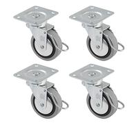 Amig - Pack de 4 ruedas para muebles mod. 2503 con freno con pletina y rodamientos Medida: diametro 50 mm Carga máxima por rueda: 25 kg Fabricadas con goma Color gris