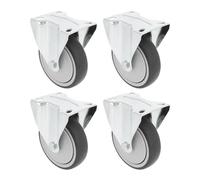 Amig - Pack de 4 Ruedas Fijas - Ø 100 mm - Ruedas Para Mover Muebles o Electrodomésticos - Peso Máximo 110 Kg - Para Mover Muebles Pesados - Rodamientos de Rodillos - Núcleo Plástico - Goma Gris