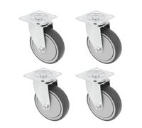Amig- Pack de 4 Ruedas para Muebles- Pletina Giratoria -Ø100 mm-Carga Máxima por rueda 110 kg- Pletina de Acero- Fabricada con Goma-Sin Freno- Ideales para Mover Equipos Industriales y Muebles Pesados