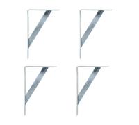 Amig - Pack de 4 Soportes para Estanterías Color Plateado - Escuadra para Estantes de 250 x 150 mm - Acero Resistente hasta 320 kg