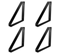 Amig - Pack de 4 Soportes triangular para estantes Industriales | 211 x 261 x 30 mm | Acero | Color: Negro mate | Set de 4 Ángulos para baldas | Escuadras metálicas negras