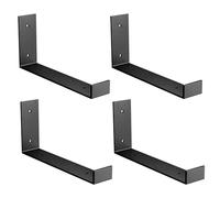 Amig - Pack de 4 Soportes recto para estantes Industriales | 103 x 211 x 40 mm | Acero | Color: Negro mate | Set de 4 Ángulos para baldas | Escuadras metálicas negras