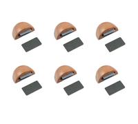 Amig - Pack de 6 Topes Magnéticos - Fijación en el Suelo mediante Adhesivo - Para Puertas de Paso - 48 x 25 mm - Plástico - Color Haya - Fácil Instalación
