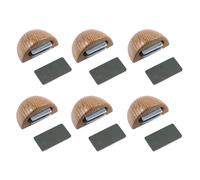 Amig - Pack de 6 Topes Magnéticos - Fijación en el Suelo mediante Adhesivo - Para Puertas de Paso - 48 x 25 mm - Plástico - Color Roble - Fácil Instalación