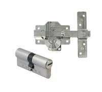 Amig - Pack de Seguridad Cerrojo de Sobreponer y Cilindro Redondo Mod. 1EPLUS - Pestillo de Apertura y Sistema Antibumping- Cerrojo 90 x 154 mm - Cilindro ø 70 mm (30-40) - 5 Llaves - Acero - Plateado