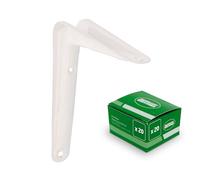 Amig - Pack Soportes para Estantería de Pared - 20 piezas - Escuadras en Acero - 150X125 mm - Color Blanco - Ángulo para Estantes - Soporte para Baldas - Fácil instalación