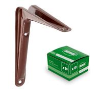 Amig - Pack Soportes para Estantería de Pared - 20 piezas - Escuadras en Acero - 150X125 mm - Color Marrón - Ángulo para Estantes - Soporte para Baldas - Fácil instalación