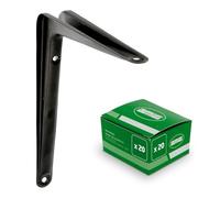 Amig - Pack Soportes para Estantería de Pared - 20 piezas - Escuadras en Acero - 150X125 mm - Color Negro - Ángulo para Estantes - Soporte para Baldas - Fácil instalación