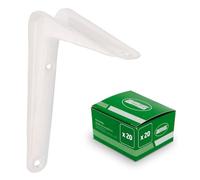 Amig - Pack Soportes para Estantería de Pared - 20 piezas - Escuadras en Acero - 200X150 mm - Color Blanco - Ángulo para Estantes - Soporte para Baldas - Fácil instalación