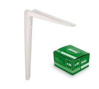Amig - Pack Soportes para Estantería de Pared - 20 piezas - Escuadras en Acero - 250X200 mm - Color Blanco - Ángulo para Estantes - Soporte para Baldas - Fácil instalación