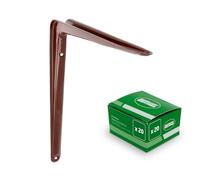 Amig - Pack Soportes para Estantería de Pared - 20 piezas - Escuadras en Acero - 300X250 mm - Color Marrón - Ángulo para Estantes - Soporte para Baldas - Fácil instalación