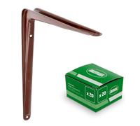 Amig - Pack Soportes para Estantería de Pared - 20 piezas - Escuadras en Acero - 350X300 mm - Color Marrón - Ángulo para Estantes - Soporte para Baldas - Fácil instalación