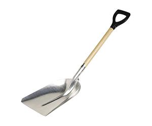 Amig - Pala de Aluminio Cuadrada con Mango de Madera Ergonómico Especial Quitanieve y para Mover y Recoger Hojarasca o Grava - 110 cm, Ligera y Resistente para Uso Doméstico o Profesional, Gris
