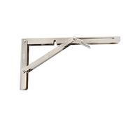 Amig - Palomilla abatible para estanterías de pared - Escuadra metálica para baldas - Ángulo para estantes - Soporte - Acero - Color Plateado - Medida: 300x155 mm - Peso máx. recomendado: 35 Kg