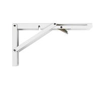 Amig - Palomilla abatible para estanterías de pared - Escuadra metálica para baldas - Ángulo para estantes - Soporte - Acero - Color Blanco - Medida: 200x110 mm - Peso máx. recomendado: 40 Kg