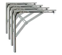 Amig - Palomilla abatible para estanterías de Pared - Escuadra metálica para baldas - Ángulo para estantes - Soporte estantería - Acero - Color Cromado - Medida: 300 mm - Peso máx. Recomendado: 45 Kg
