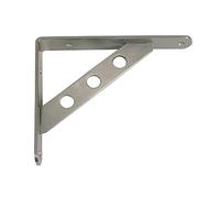 Amig - Palomilla para estanterías de pared - Escuadra metálica para baldas - Ángulo para estantes - Soporte estantería - Acero - Color Plateado - Medida: 250x195 mm - Peso máx. recomendado: 330 Kg