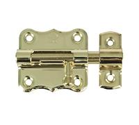 Amig - Pasador de Sobreponer - 30 x 33 mm - Adecuado en Puertas de Paso de Madera - Pestillo para Baño, Dormitorio o Despacho - Cerrojo de Seguridad - Acero Latonado Barnizado