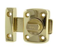 Amig - Pasador de Sobreponer - 30 x 42 mm - Adecuado en Puertas de Paso de Madera - Cierre Cilíndrico Giratorio - Pestillo para Baño, Dormitorio o Despacho - Cerrojo de Seguridad - Zamak Dorado