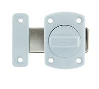 Amig - Pasador de Sobreponer - 30 x 42 mm - Adecuado en Puertas de Paso de Madera - Cierre Cilíndrico Giratorio - Pestillo para Baño, Dormitorio o Despacho - Cerrojo de Seguridad - Zamak Blanco