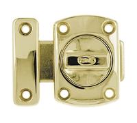 Amig - Pasador de Sobreponer - 40 x 56 mm - Adecuado en Puertas de Paso de Madera - Cierre Cilíndrico Giratorio - Pestillo para Baño, Dormitorio o Despacho - Cerrojo de Seguridad - Zamak Dorado