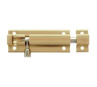 Amig - Pasador de Sobreponer | 50 x 30 mm | Adecuado en Puertas de Paso de Madera | Cantos Cuadrados | Pestillo para Baño, Dormitorio o Despacho | Cerrojo de Seguridad | Aluminio Dorado