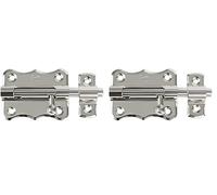 Amig - Pasador de Sobreponer | 50 x 48 mm | Adecuado en Puertas de Paso de Madera | Pestillo para Baño, Dormitorio o Despacho | Cerrojo de Seguridad | Acero Plateado (Paquete de 2)