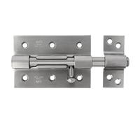 Amig - Pasador de Sobreponer | 85 x 67 mm | Puertas de Paso de Madera | Agujero Portacandados de ø 8 mm | Pestillo para Baño, Dormitorio o Despacho | Cerrojo de Seguridad | Acero Inoxidable 18/8 Mate