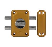 Amig - Pasador de Sobreponer con Muletilla Interior para Puertas de Madera Mod. 82P - 96 x 66 mm - Pestillo con 2 Bulones de Cierre - Acero Dorado