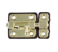 Amig - Pasador de Sobreponer para Puertas Mod.383-38 x 34 mm - Pestillo de Seguridad con Base de Plástico - Para Cierre Horizontal - De Acero Latonado - Incluye Tirafondos