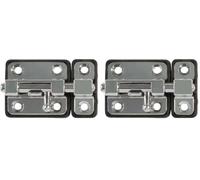 Amig - Pasador de Sobreponer para Puertas Mod.383 - 38 x 34 mm - Pestillo de Seguridad con Base de Plástico - Para Cierre Horizontal - De Acero Cromado - Incluye Tirafondos (Paquete de 2)