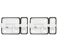 Amig - Pasador de Sobreponer para Puertas Mod.383 - 54 x 36 mm - Pestillo de Seguridad con Base de Plástico - Para Cierre Horizontal - De Acero Acabado en Blanco - Incluye Tirafondos (Paquete de 2)