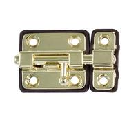 Amig - Pasador de Sobreponer para Puertas Mod.383 | 54 x 36 mm | Pestillo de Seguridad con Base de Plástico | Para Cierre Horizontal | De Acero Latonado | Incluye Tirafondos