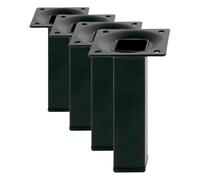 Amig - Pata Cuadrada para Mueble - Mod. 3-25 x 25 x 150 mm - con Tornillo de Regulación - Atornillable por 4 Puntos - Resiste hasta 15 Kg/Pata - Acero Negro (Paquete de 4)