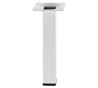 Amig - Pata Cuadrada para Mueble - Mod. 3-25 x 25 x 200 mm - con Tornillo de Regulación - Atornillable por 4 Puntos - Resiste hasta 15 Kg/Pata - Acero Blanco