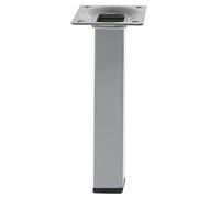 Amig - Pata Cuadrada para Mueble - Mod. 3-25 x 25 x 250 mm - con Tornillo de Regulación - Atornillable por 4 Puntos - Resiste hasta 15 Kg/Pata - Acero Plateado