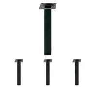 Amig - Pata Cuadrada para Mueble - Mod. 3-25 x 25 x 300 mm - con Tornillo de Regulación - Atornillable por 4 Puntos - Resiste hasta 15 Kg/Pata - Acero Negro (Paquete de 4)
