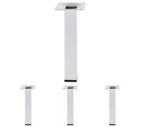 Amig - Pata Cuadrada para Mueble - Mod. 3-25 x 25 x 350 mm - con Tornillo de Regulación - Atornillable por 4 Puntos - Resiste hasta 15 Kg/Pata - Acero Blanco (Paquete de 4)