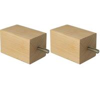 Amig - Pata Cuadrada para Mueble, Pata de Madera de Haya con Acabado Natural, Patas de Repuesto para Sofás, Camas, Mesas, Fijación: Espiga Metálica de Métrica 8, Medidas: 50 x 50 x 80 mm