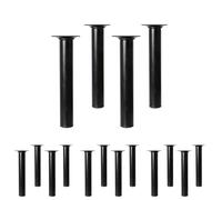 Amig - Pata Redonda de Acero para Muebles - Kit 4X con Tapón Antirayaduras - Fácil Fijación - Resistente - Negro, 30 x 100 mm, Metal (Paquete de 4)