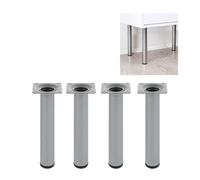 Amig - Pata Redonda para Mueble - Ø3 x 35 cm - Acero - para Mesas de Centro, Noche, Cómodas... - Tapón Antirayaduras - Resistentes - Plata - Tornillería incluída