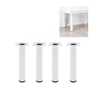 Amig - Pata Redonda para Mueble - Ø3 x 40 cm - Acero - para Mesas de Centro, Noche, Cómodas... - Tapón Antirayaduras - Resistentes - Blanco - Tornillería incluída