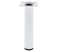 Amig - Pata Redonda para Mueble - 30X250 mm - Acero - para Mesas de Centro, Noche, Cómodas... - Tapón Antirayaduras - Resistentes - Plata - Tornillería incluída