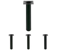 Amig - Pata Redonda para Mueble - 30X400 mm - Acero - para Mesas de Centro, Noche, Cómodas... - Tapón Antirayaduras - Resistentes - Blanco - Tornillería incluída (Paquete de 4)