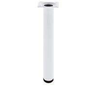 Amig - Pata Redonda para Mueble - 30X500 mm - Acero - para Mesas de Centro, Noche, Cómodas... - Tapón Antirayaduras - Resistentes - Blanco - Tornillería incluída